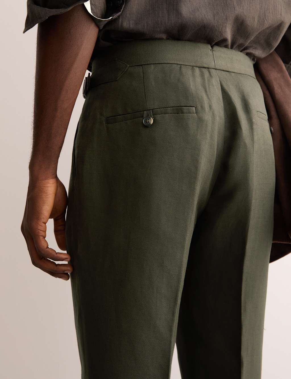 Tapered Fit Linen Blend Trousers 6 of 8