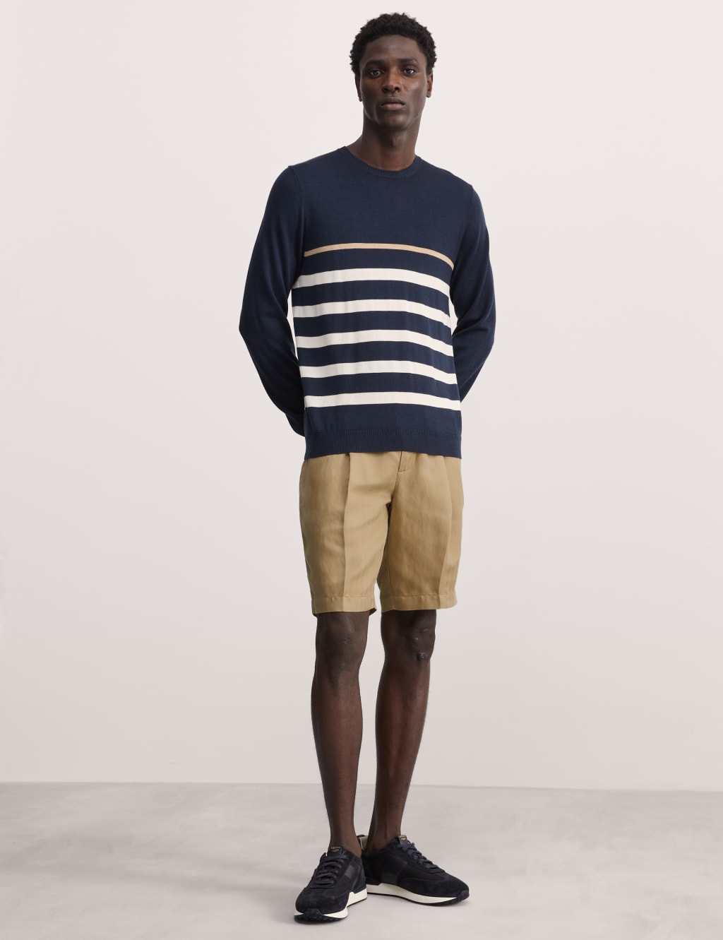 Linen Blend Single Pleat Shorts JAEGER M S