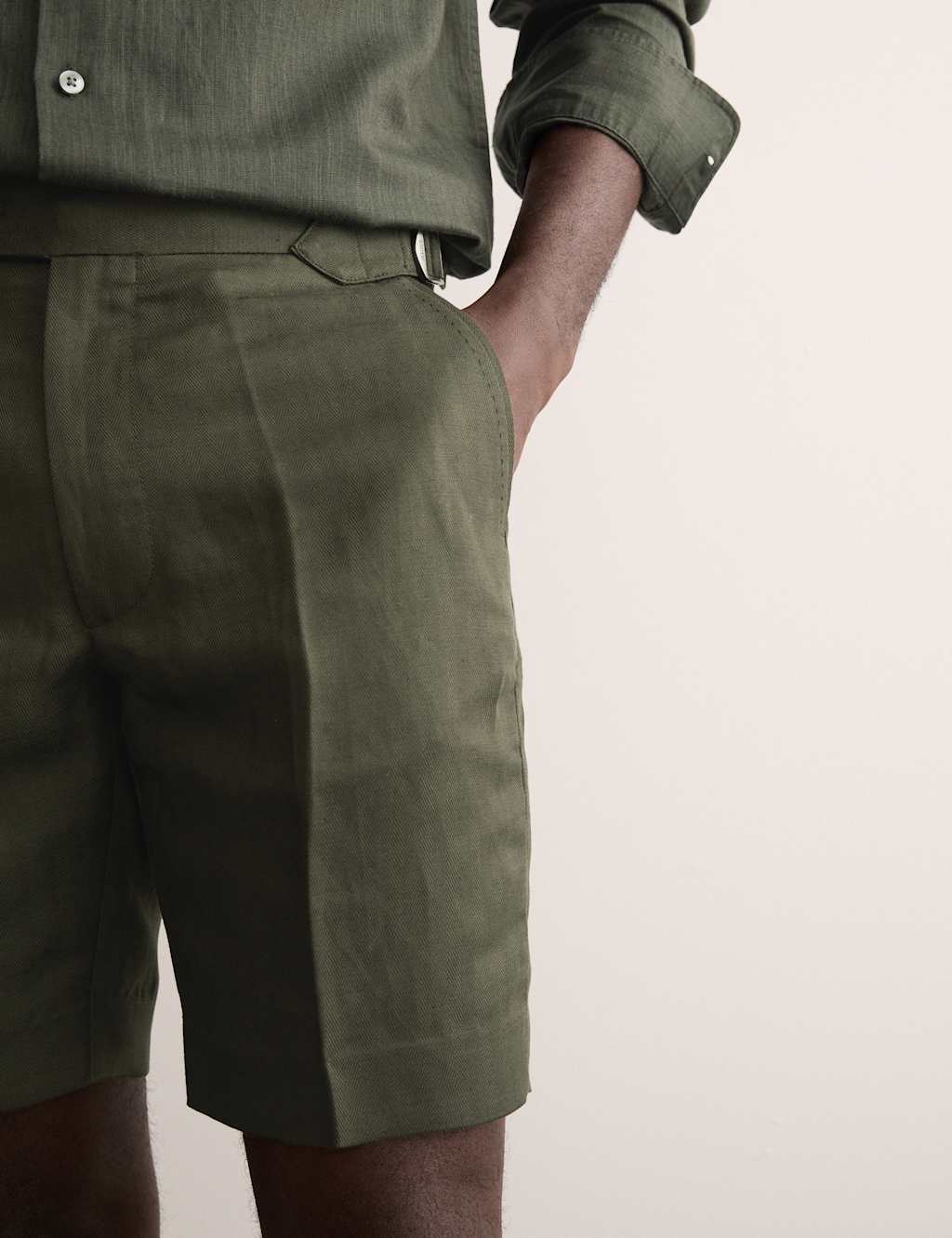 Linen Blend Herringbone Shorts 6 of 7