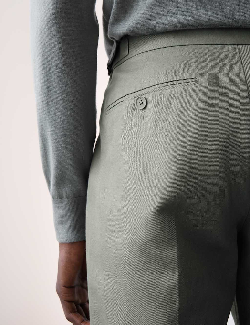Linen Blend Single Pleat Smart Trousers 5 of 6