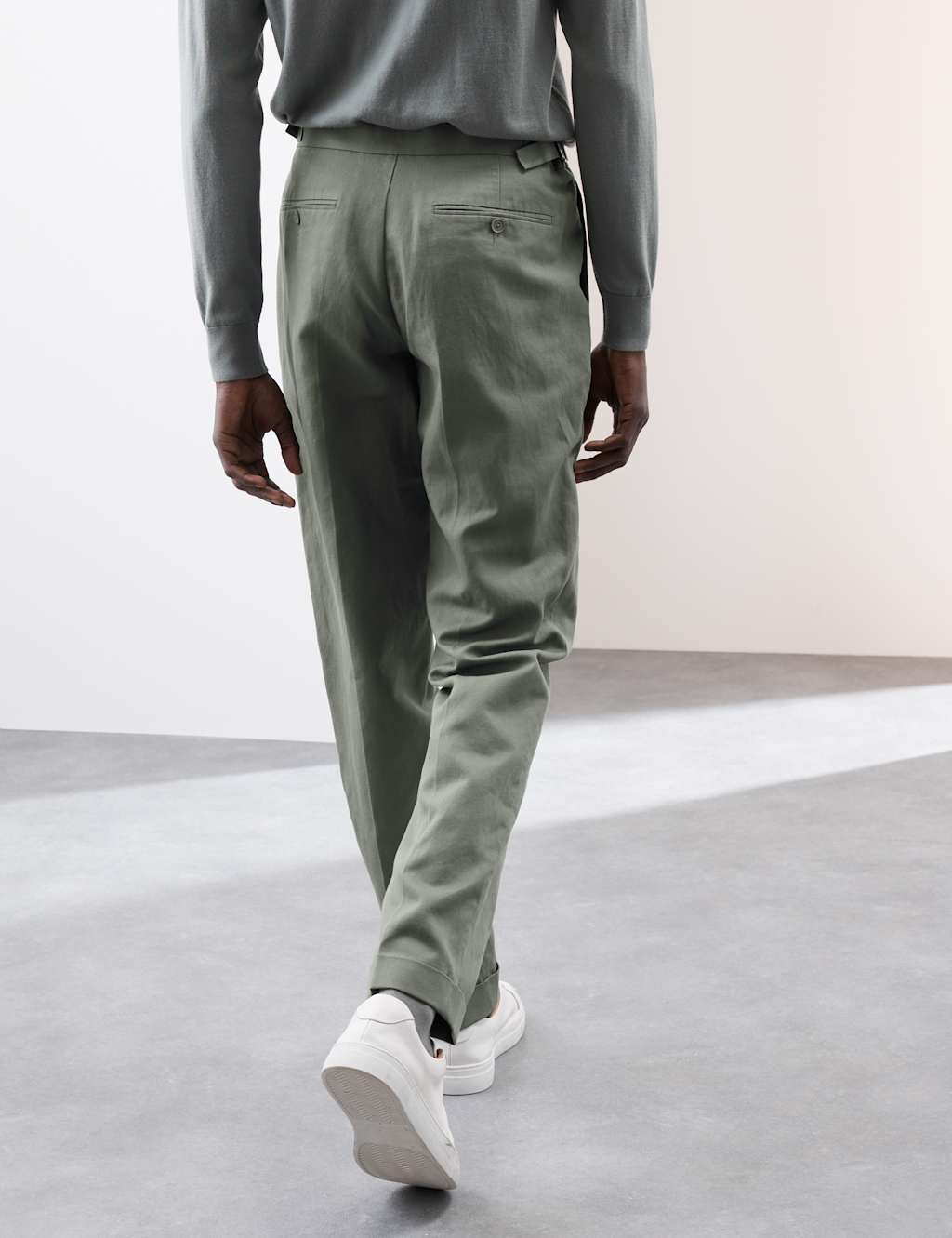 Linen Blend Single Pleat Smart Trousers 6 of 6