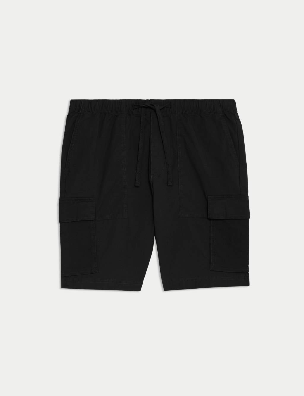 Elasticated Waist Ripstop Textured Cargo Shorts