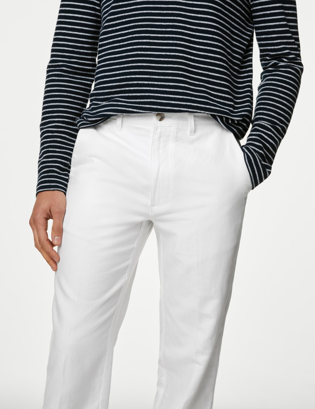 Regular Fit Linen Blend Trousers M S Collection M S