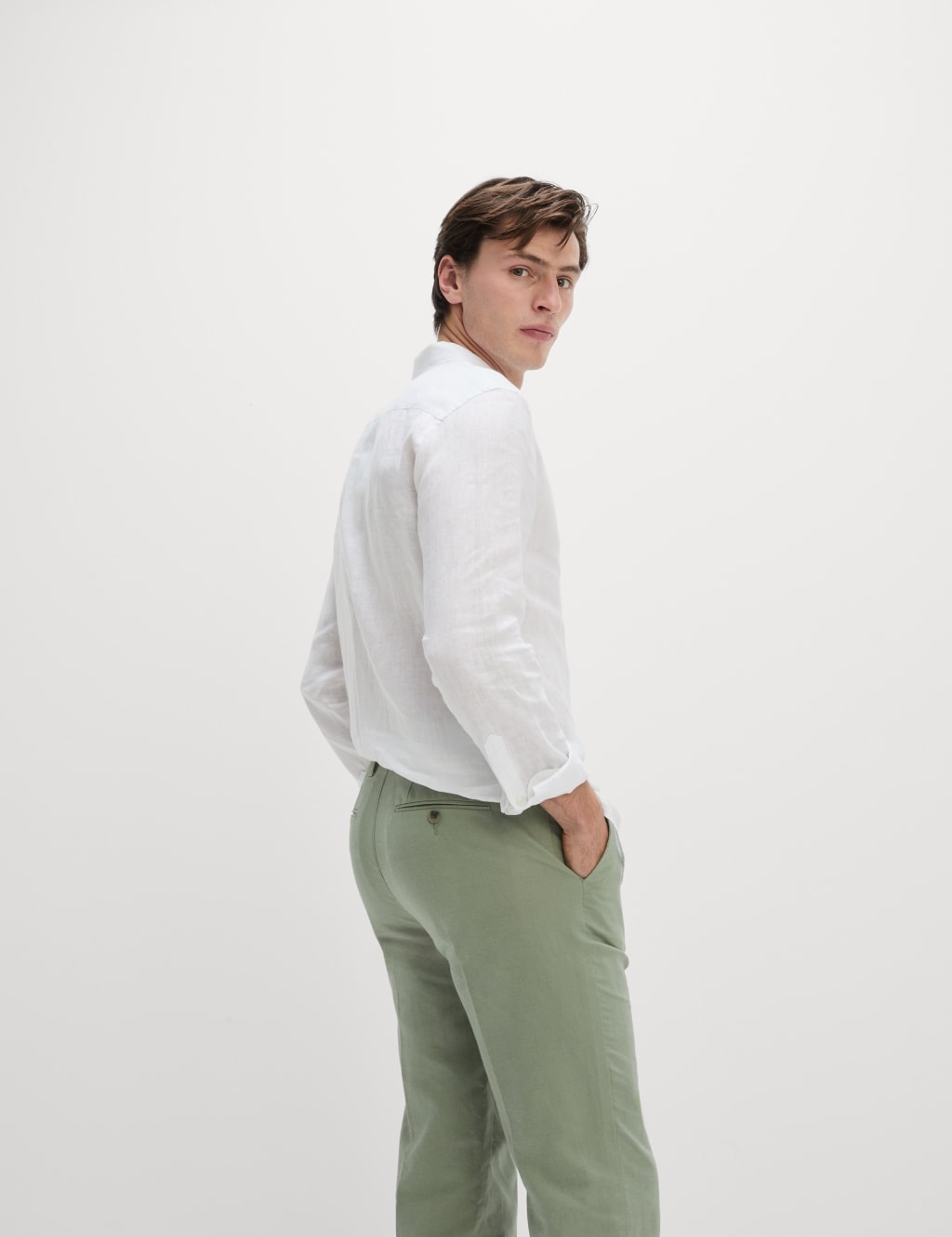 Regular Fit Linen Blend Chinos 3 of 5