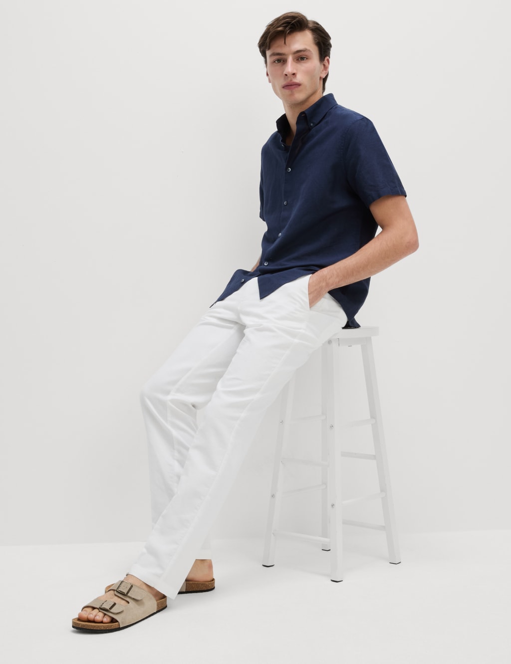 Regular Fit Linen Blend Chinos 1 of 5