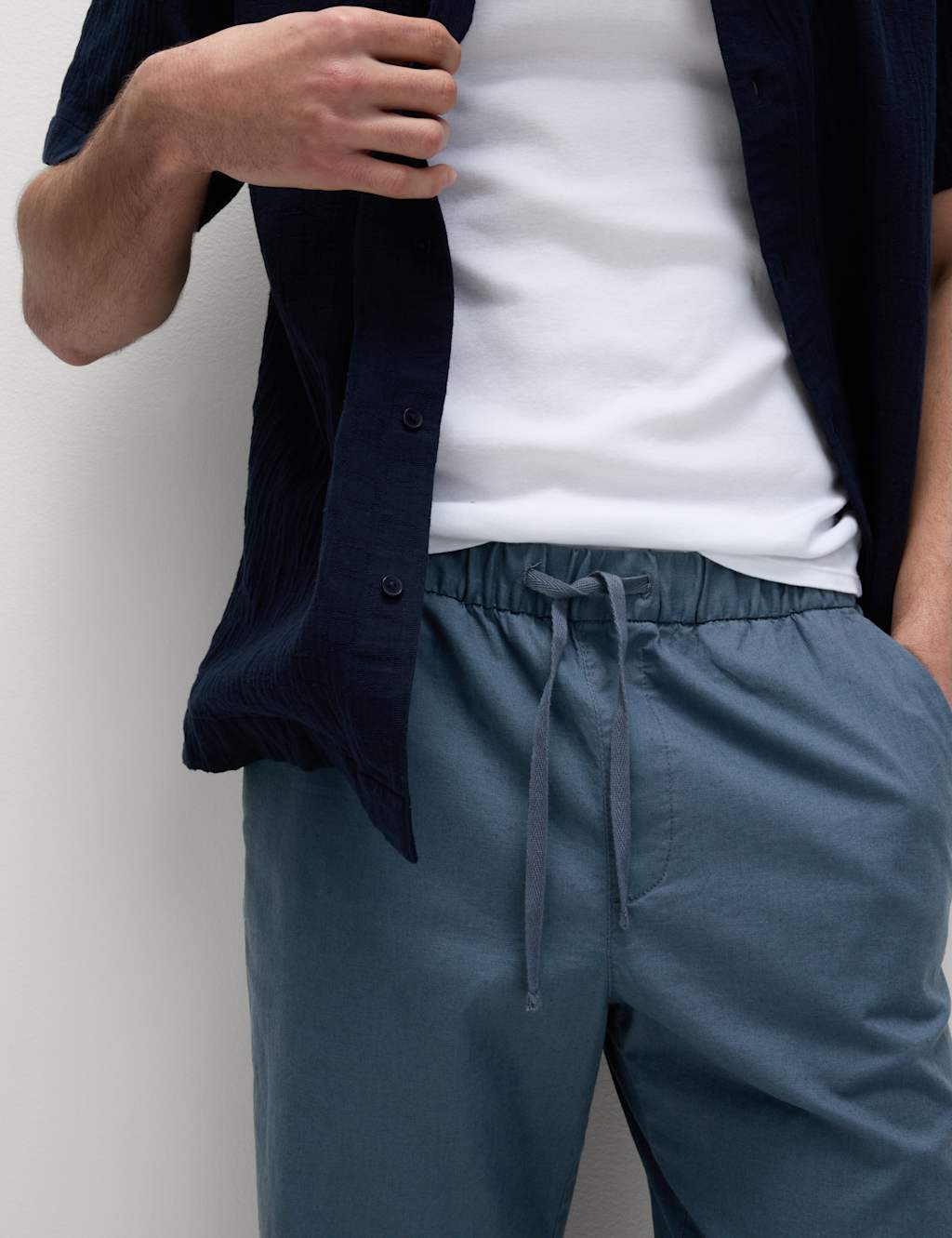 Loose Fit Cotton Linen Blend Elasticated Trousers 3 of 5