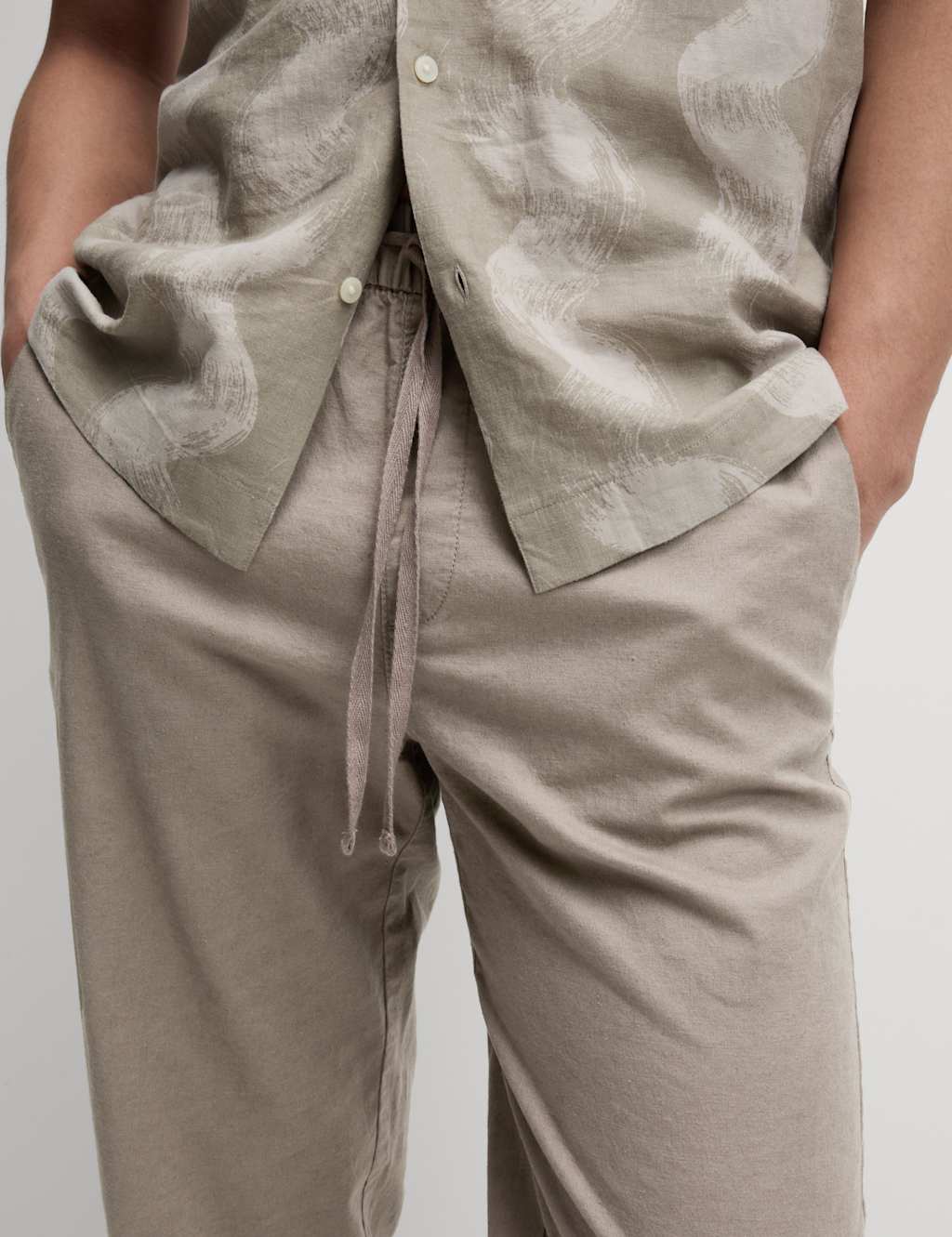 Loose Fit Cotton Linen Blend Elasticated Trousers 3 of 5