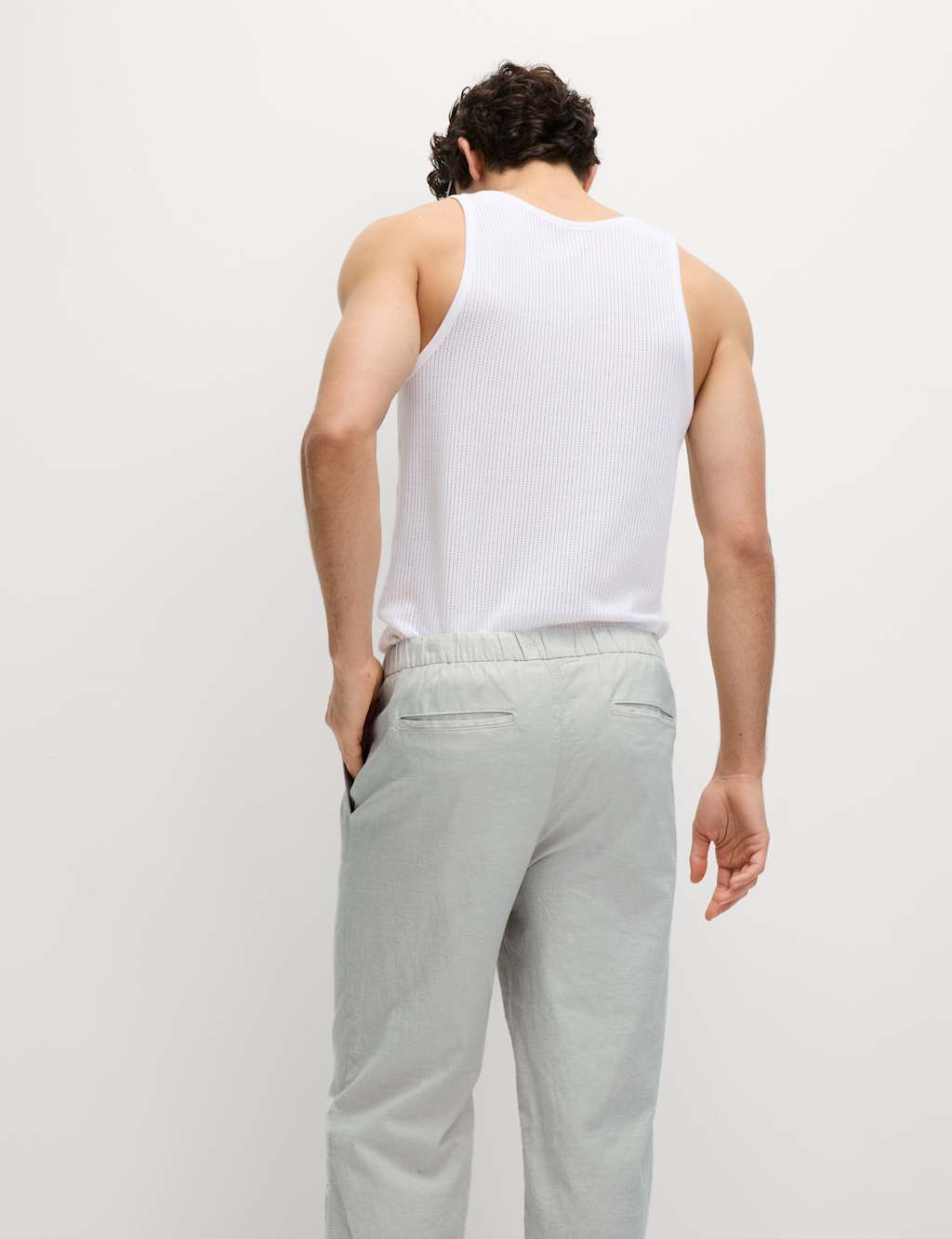 Loose Fit Cotton Linen Blend Elasticated Trousers 4 of 6