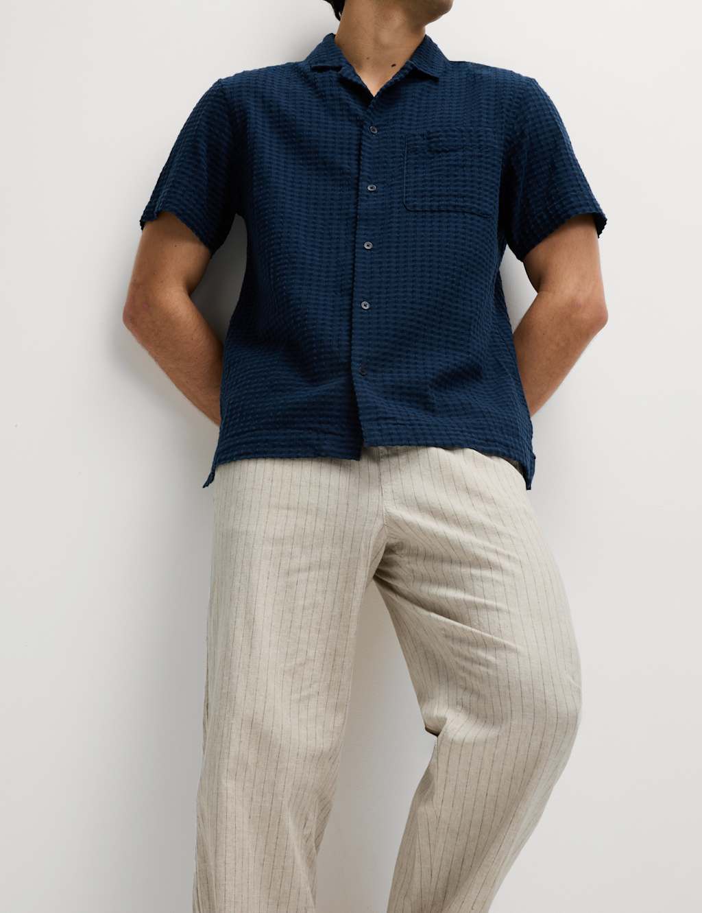 Loose Fit Cotton Linen Blend Elasticated Trousers 4 of 6