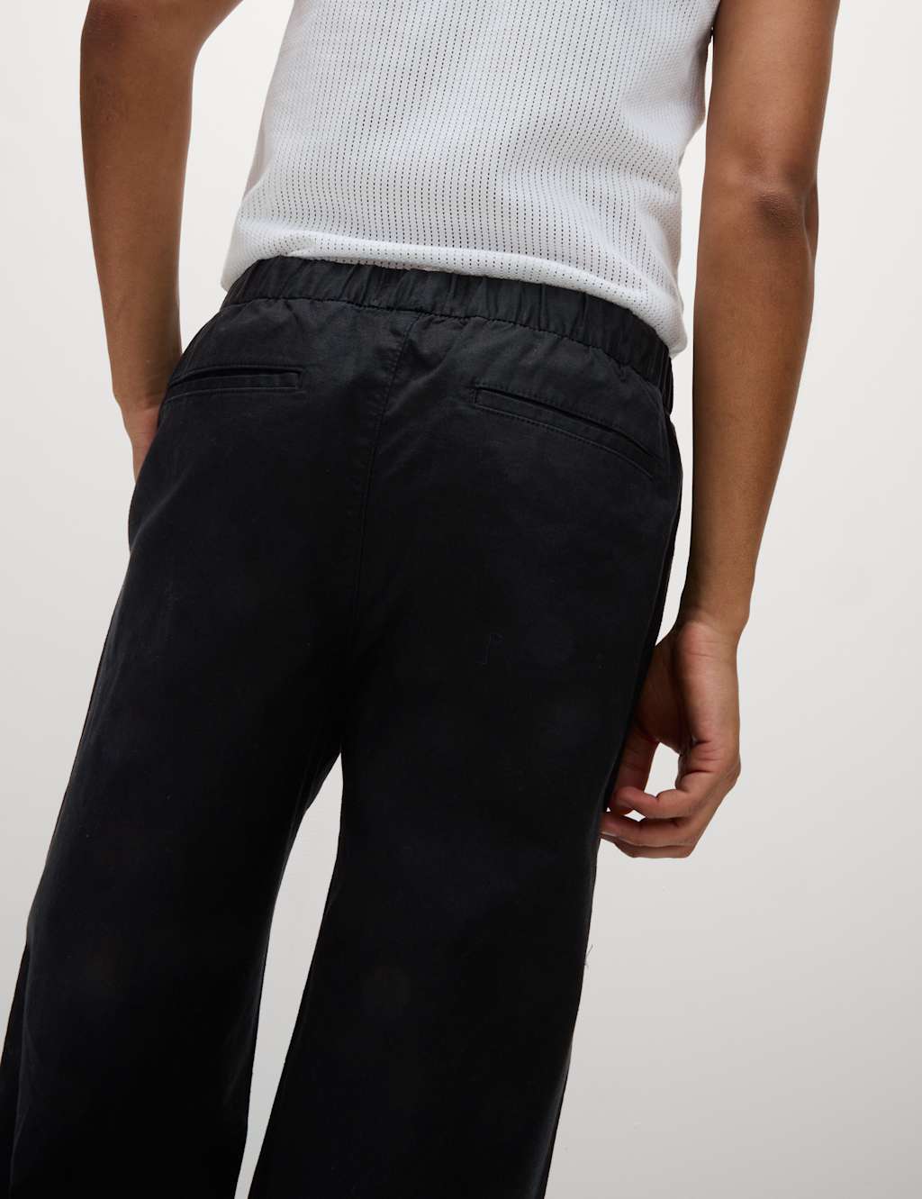 Loose Fit Cotton Linen Blend Elasticated Trousers 4 of 4