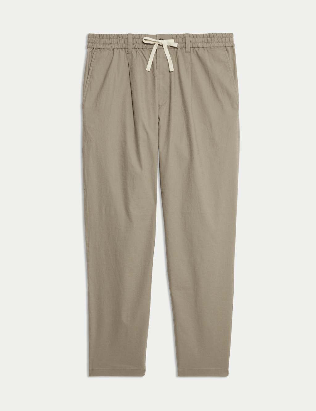 Tapered Fit Cotton Linen Blend Elasticated Trousers 2 of 5
