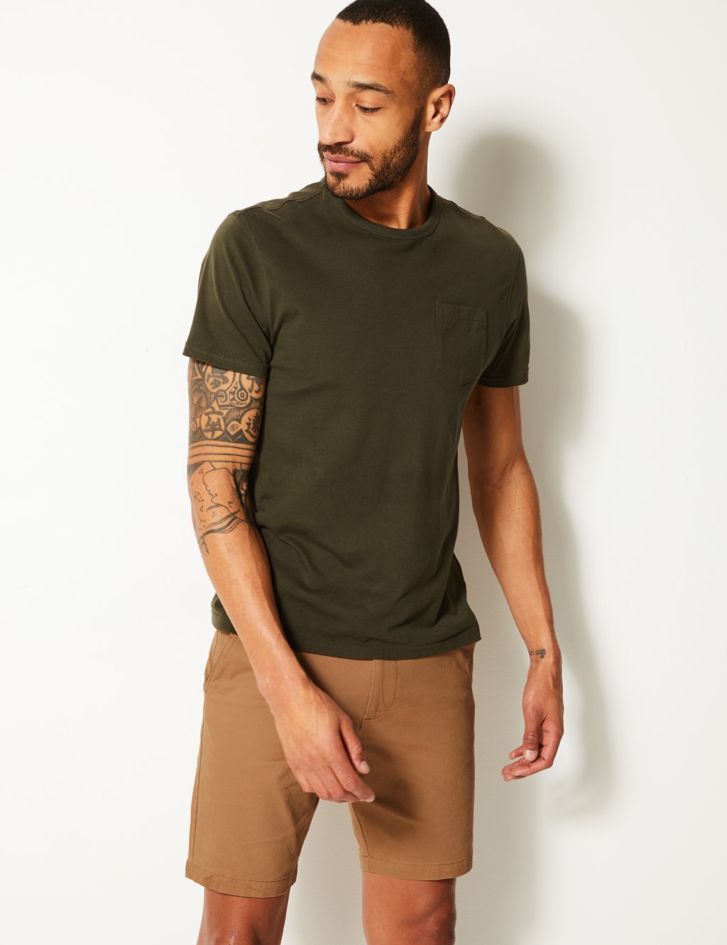 Slim Fit Chino Shorts with Stretch M S Collection M S