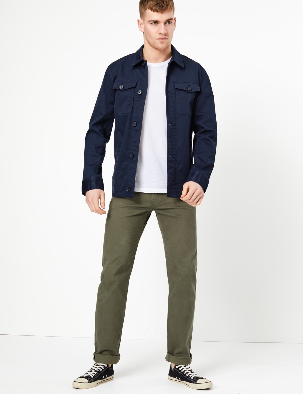 Straight Fit 5 Pocket Stretch Trousers 1 of 2