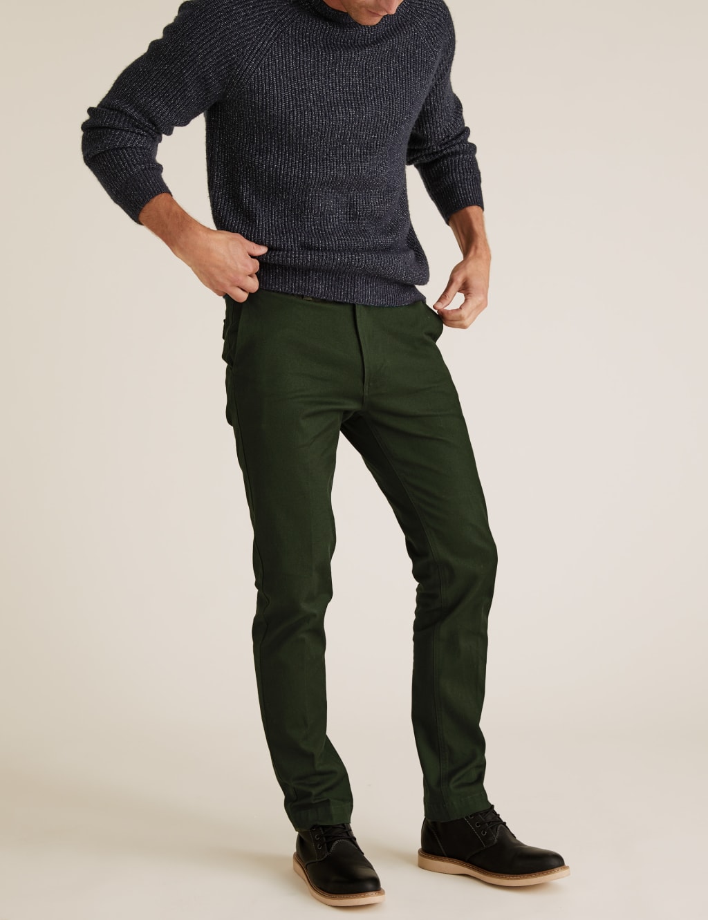 Slim Fit Textured Stretch Chinos 3 of 4