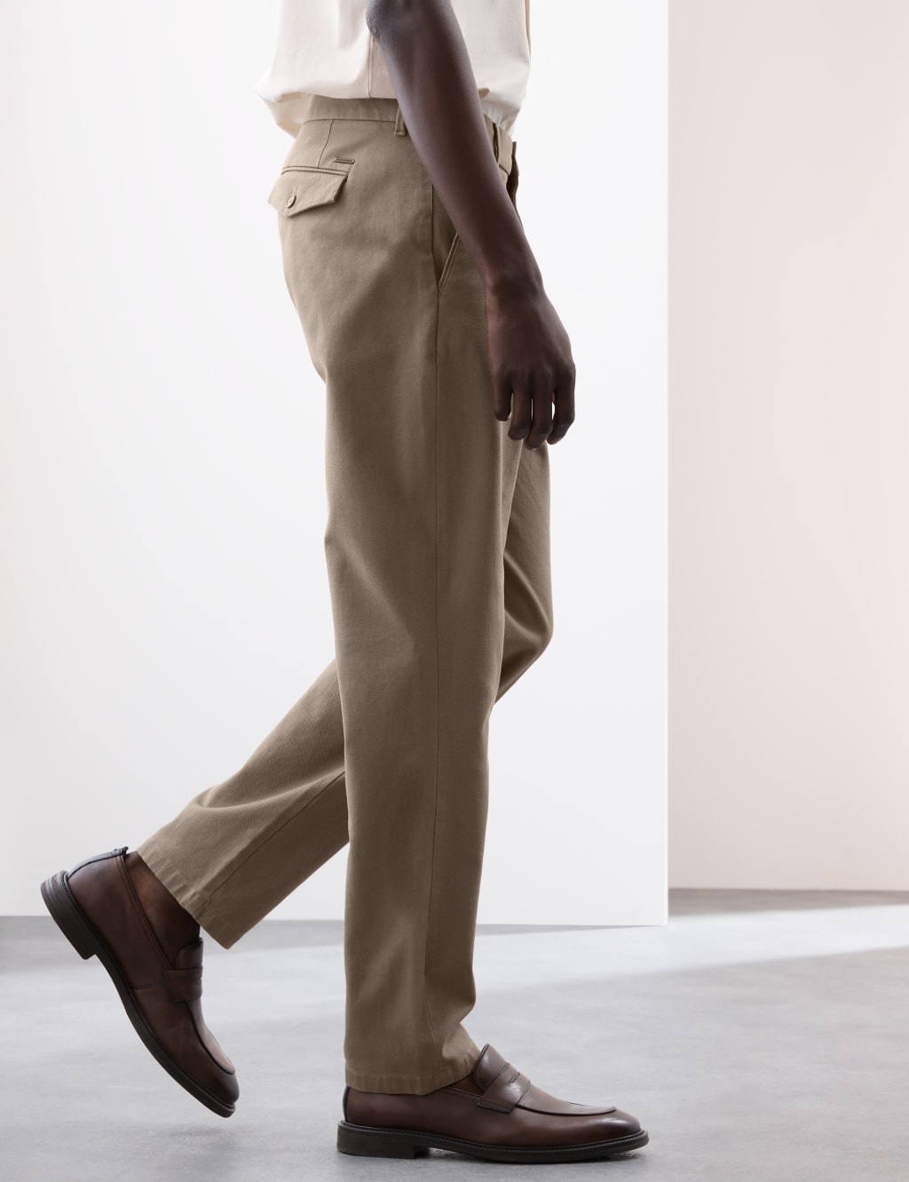Regular Fit Textured Dobby Pleat Front Chinos 5 of 7