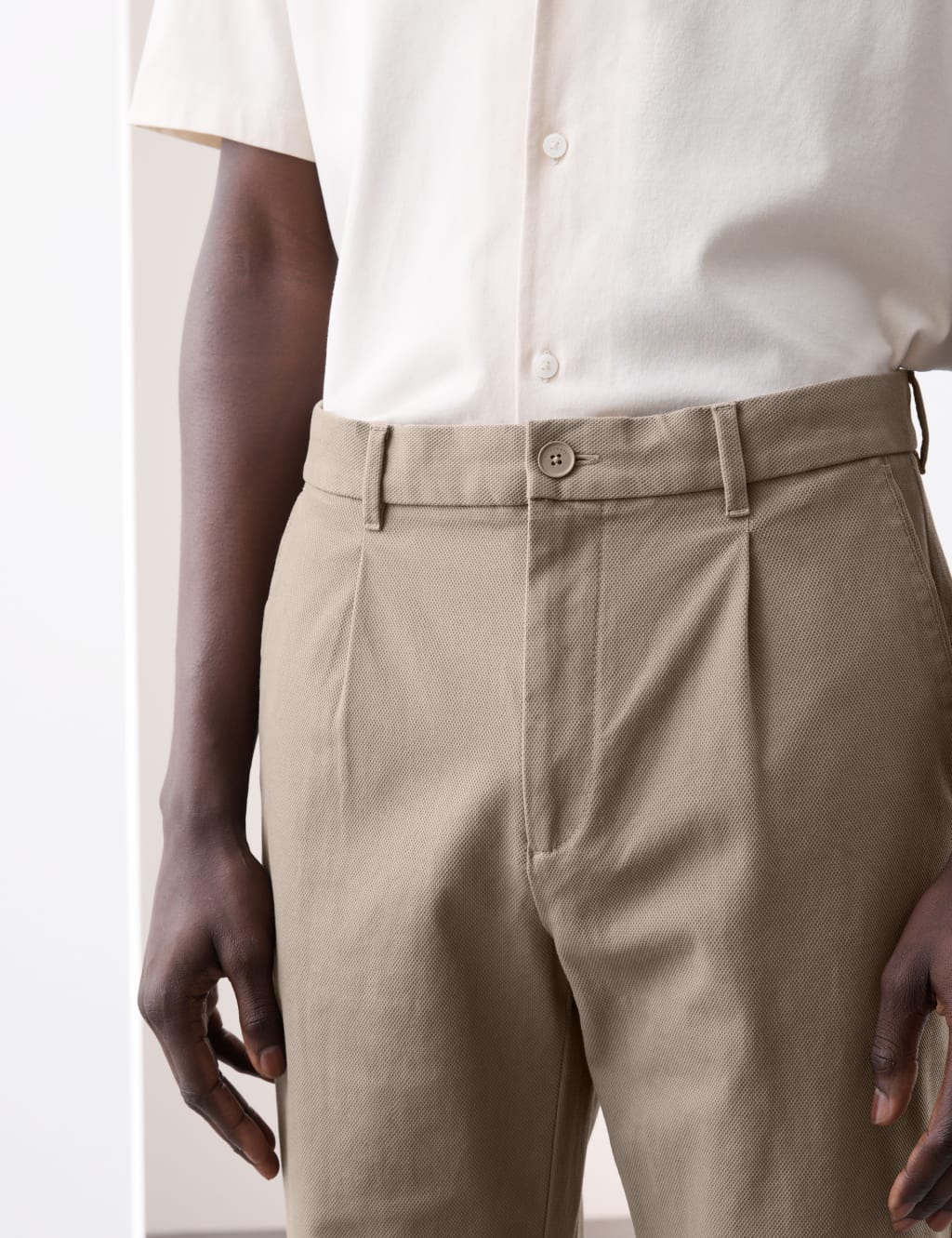 Regular Fit Textured Dobby Pleat Front Chinos 6 of 7