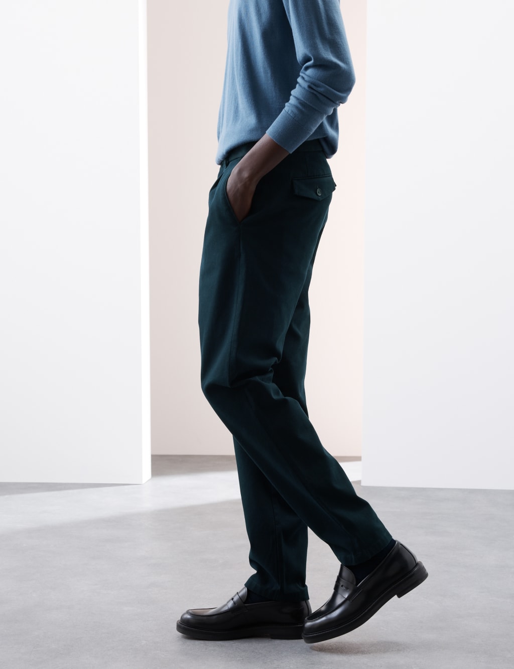 Regular Fit Textured Dobby Pleat Front Chinos 3 of 6