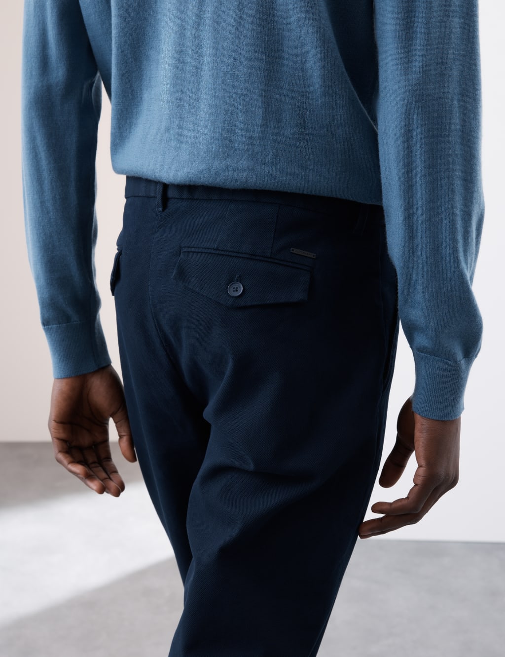 Regular Fit Textured Dobby Pleat Front Chinos 4 of 6