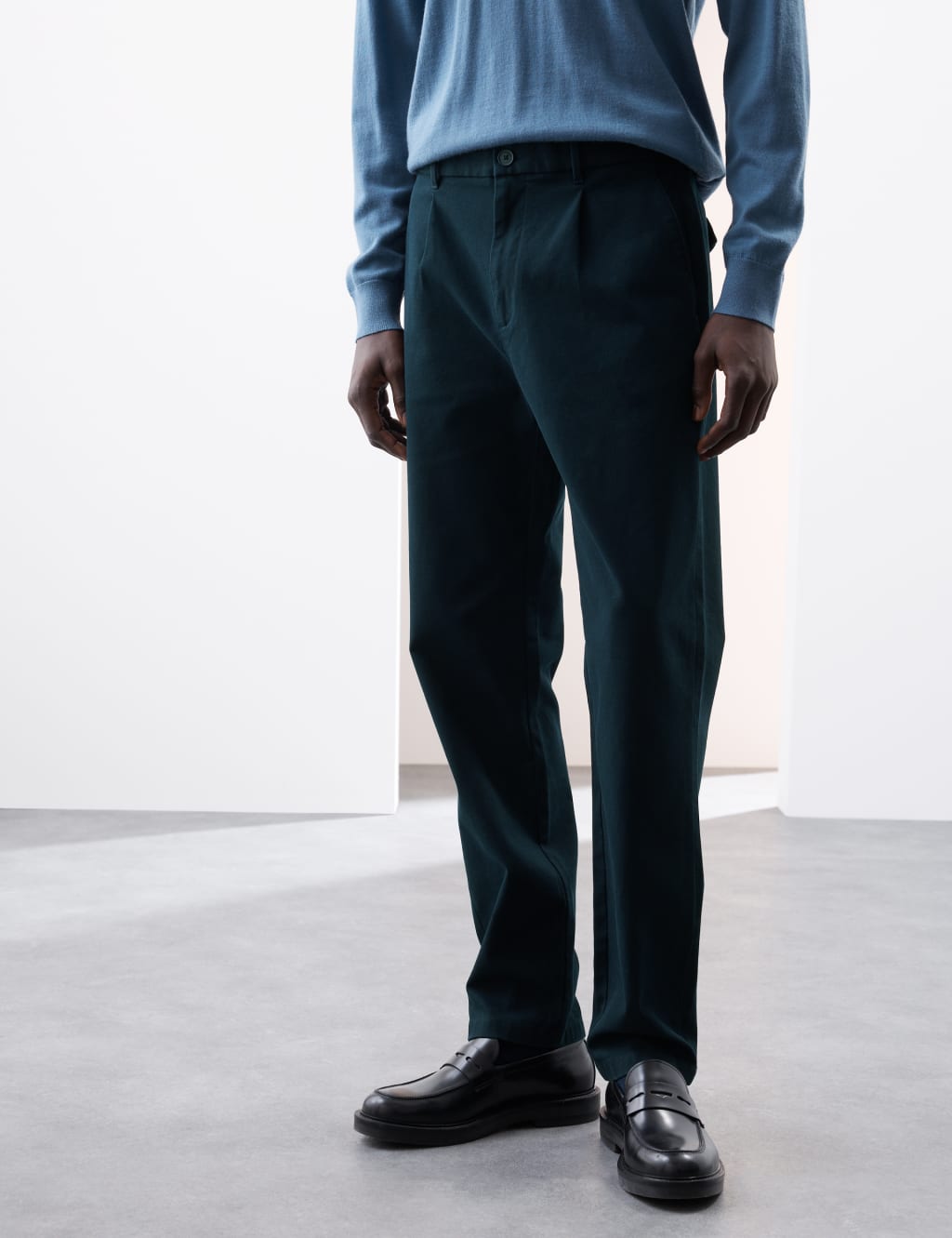 Regular Fit Textured Dobby Pleat Front Chinos 5 of 6