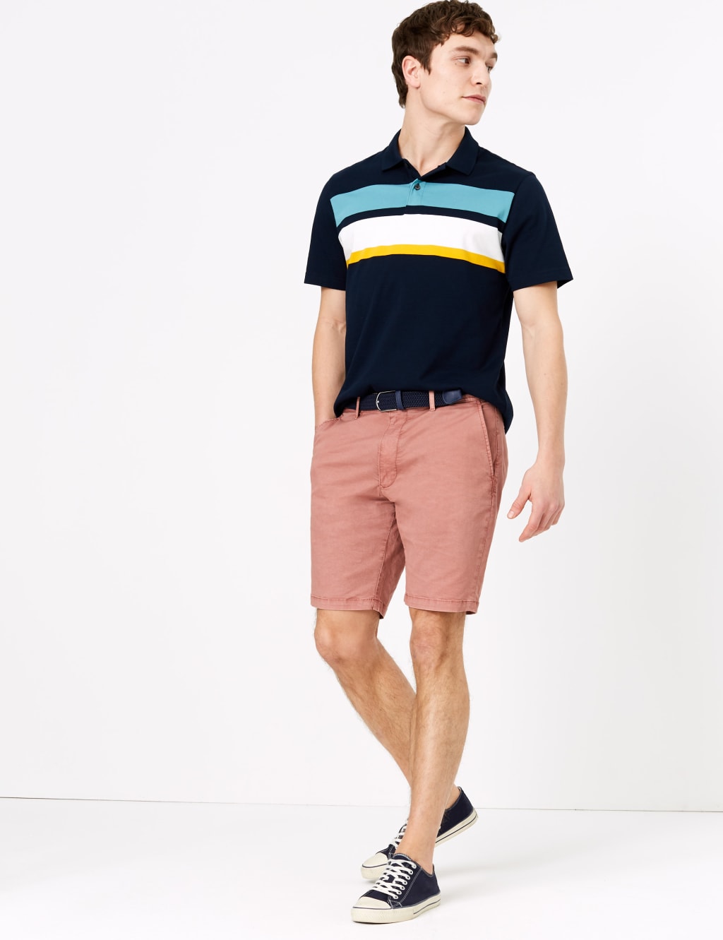 Stretch Belted Chino Shorts M S Collection M S