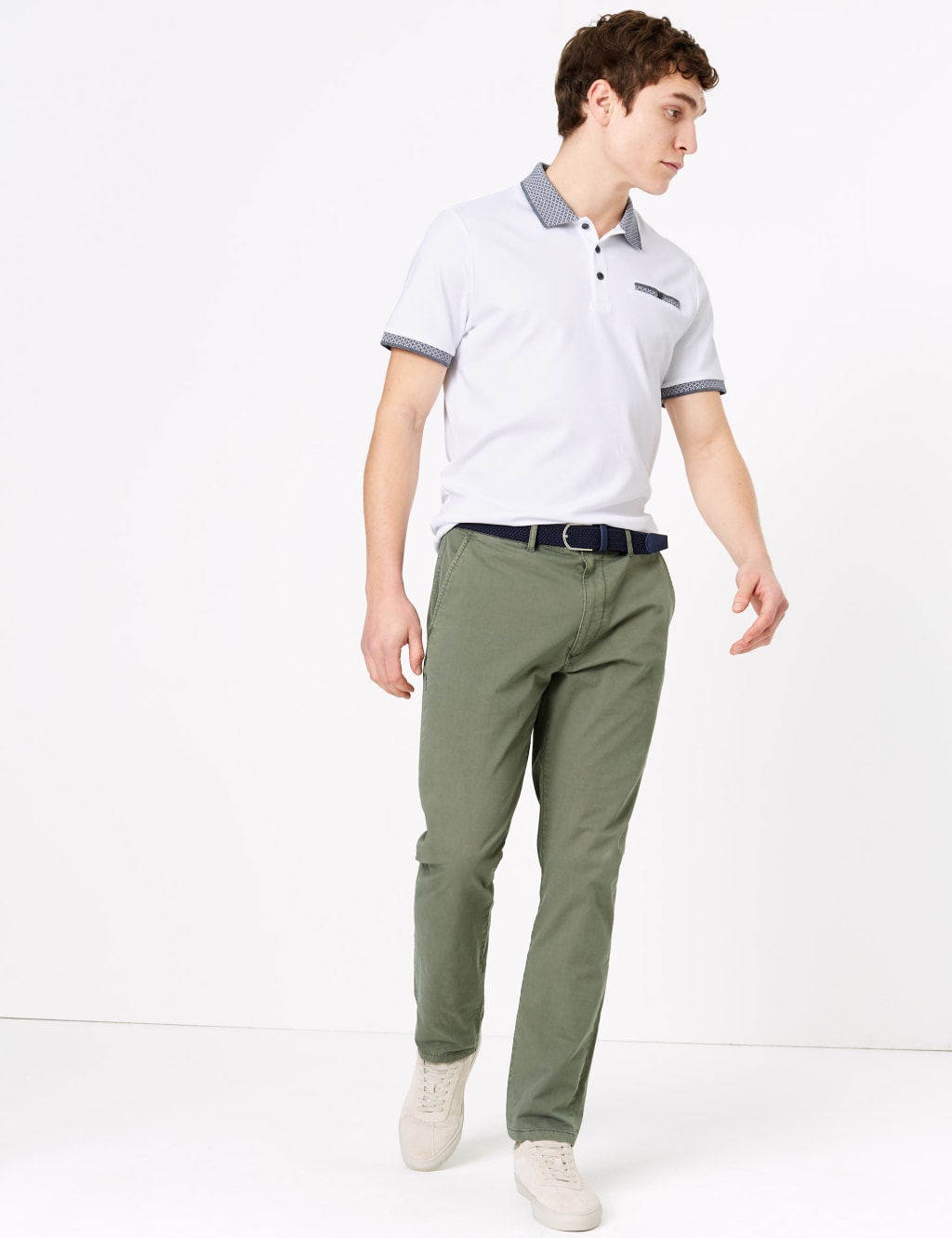 Slim Fit Belted Stretch Chinos 1 of 4