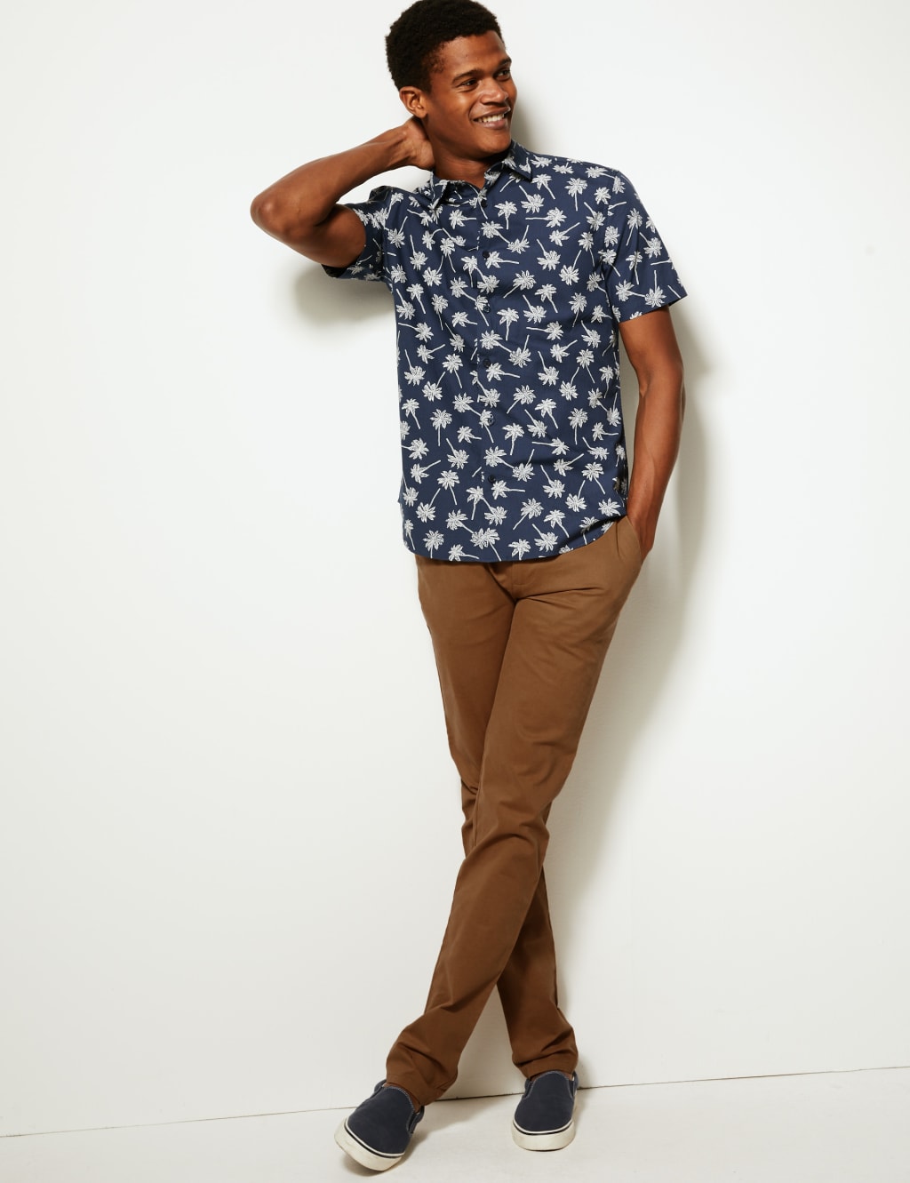 Longer Length Skinny Fit Cotton Rich Chinos 1 of 2