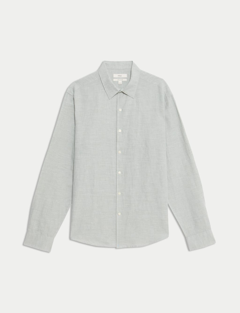 Cotton Linen Blend Puppytooth Shirt 2 of 5