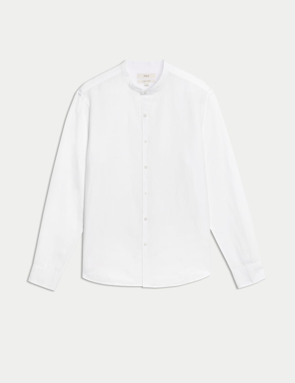 Cotton Linen Blend Grandad Collar Shirt 2 of 5