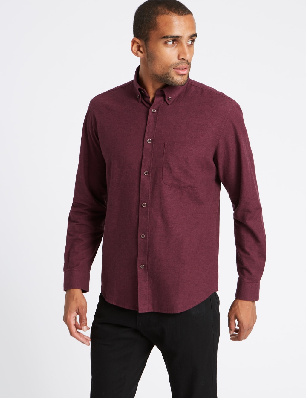 Brushed Cotton Plain Shirt M S Collection M S