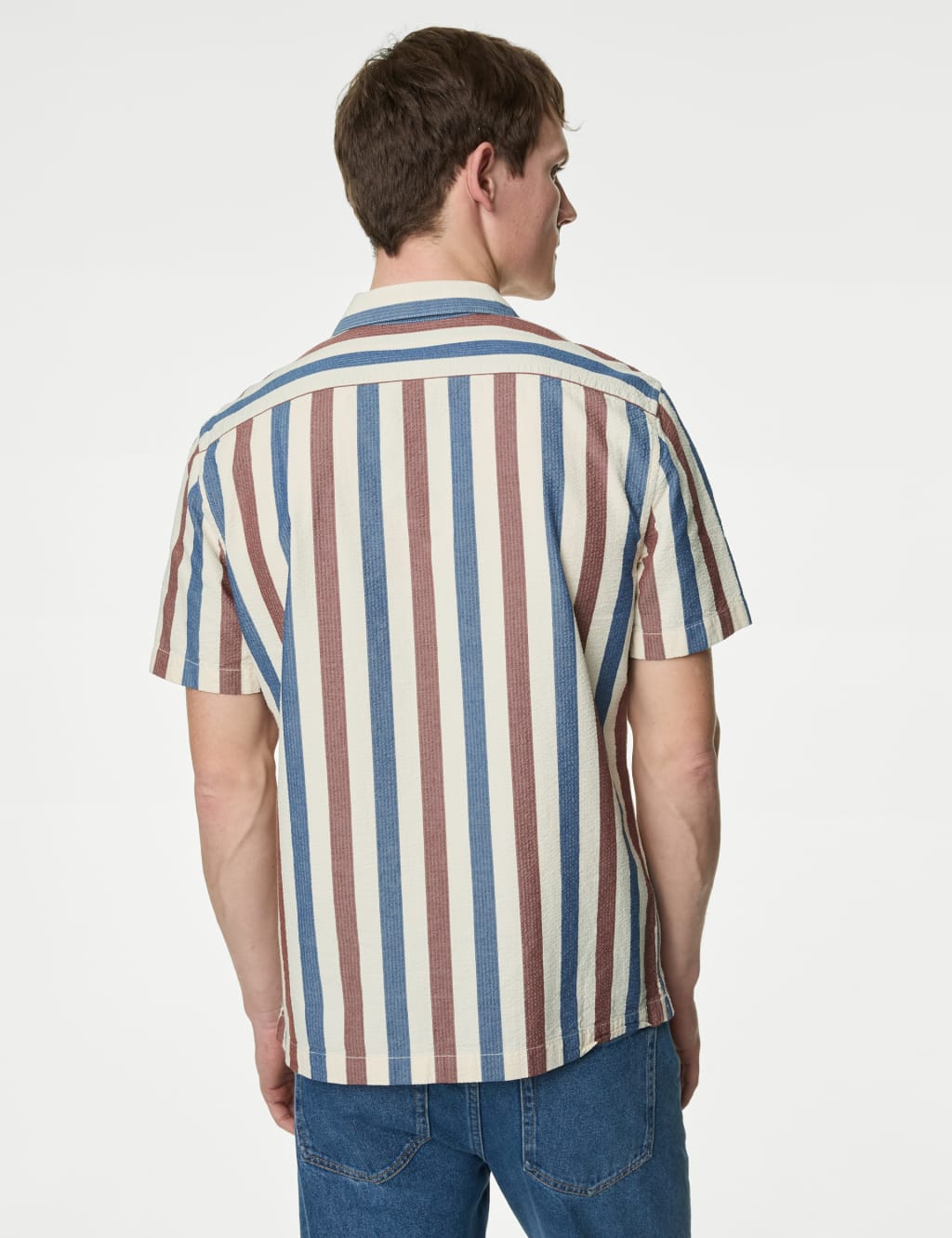 Easy Iron Pure Cotton Seersucker Striped Shirt 5 of 5