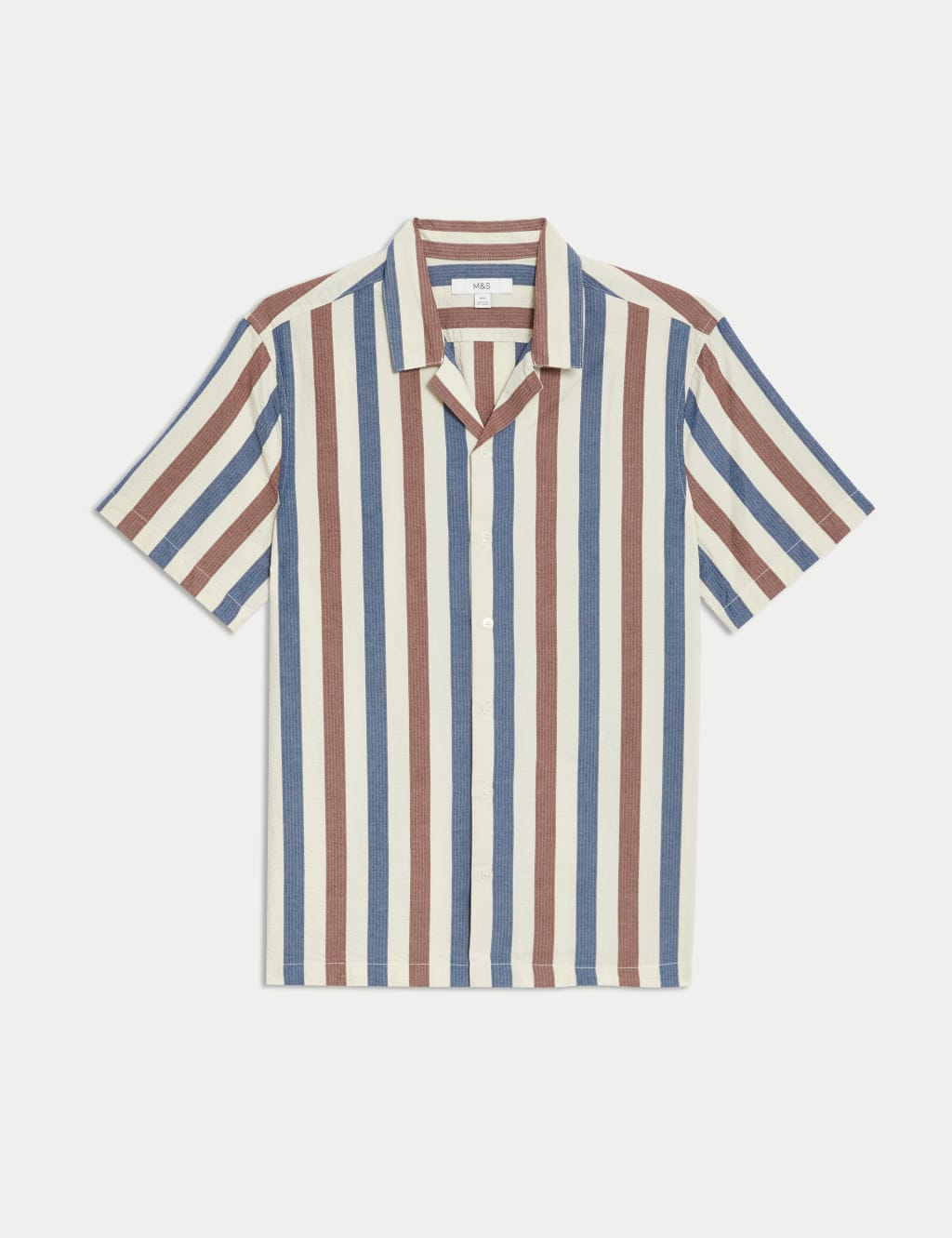Easy Iron Pure Cotton Seersucker Striped Shirt 2 of 5