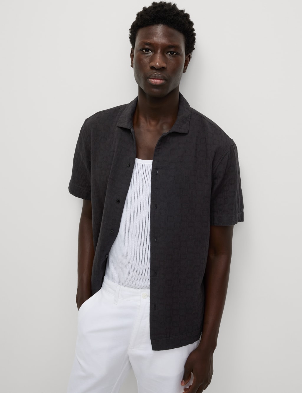 Easy Iron Pure Cotton Textured Shirt 1 of 5