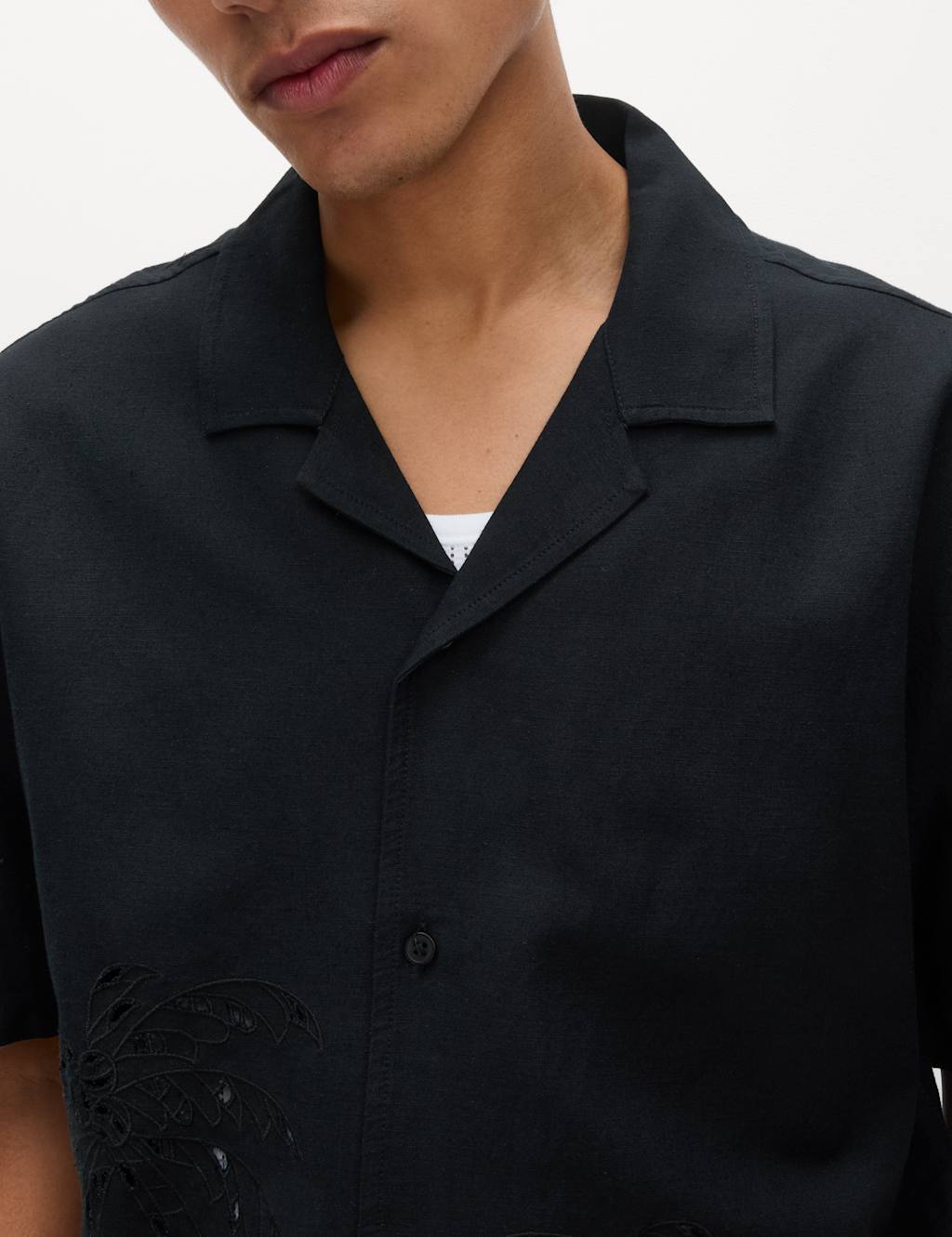 Cotton Blend Embroidered Palm Tree Shirt 5 of 7