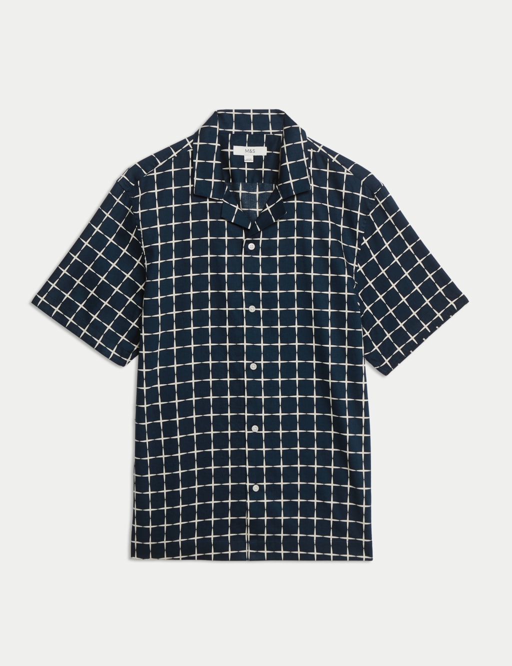 Pure Cotton Geo Print Cuban Collar Shirt 2 of 5