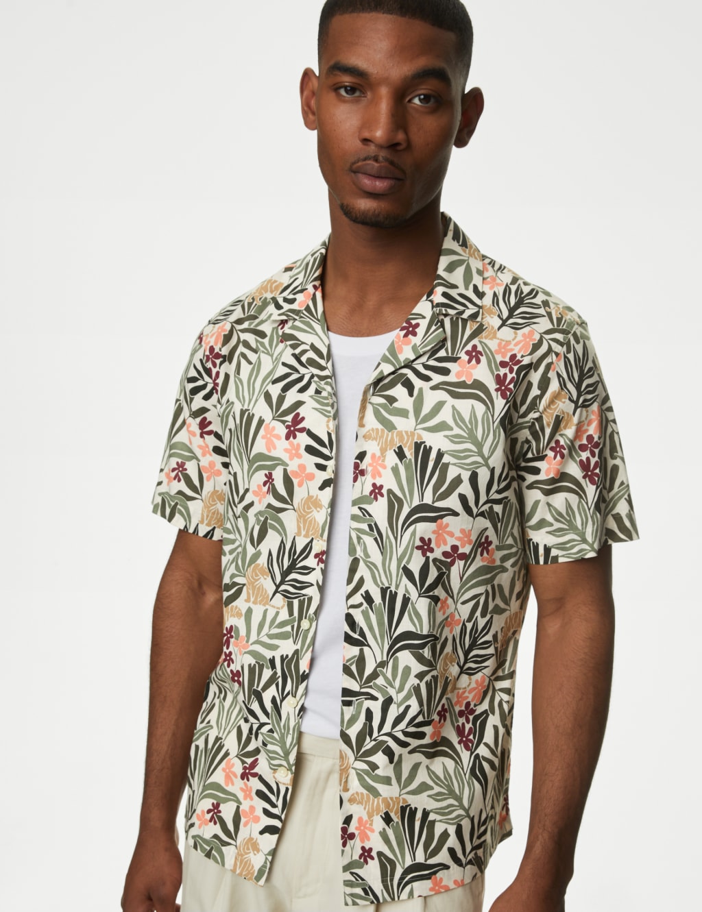 Easy Iron Pure Cotton Cuban Collar Shirt 1 of 5