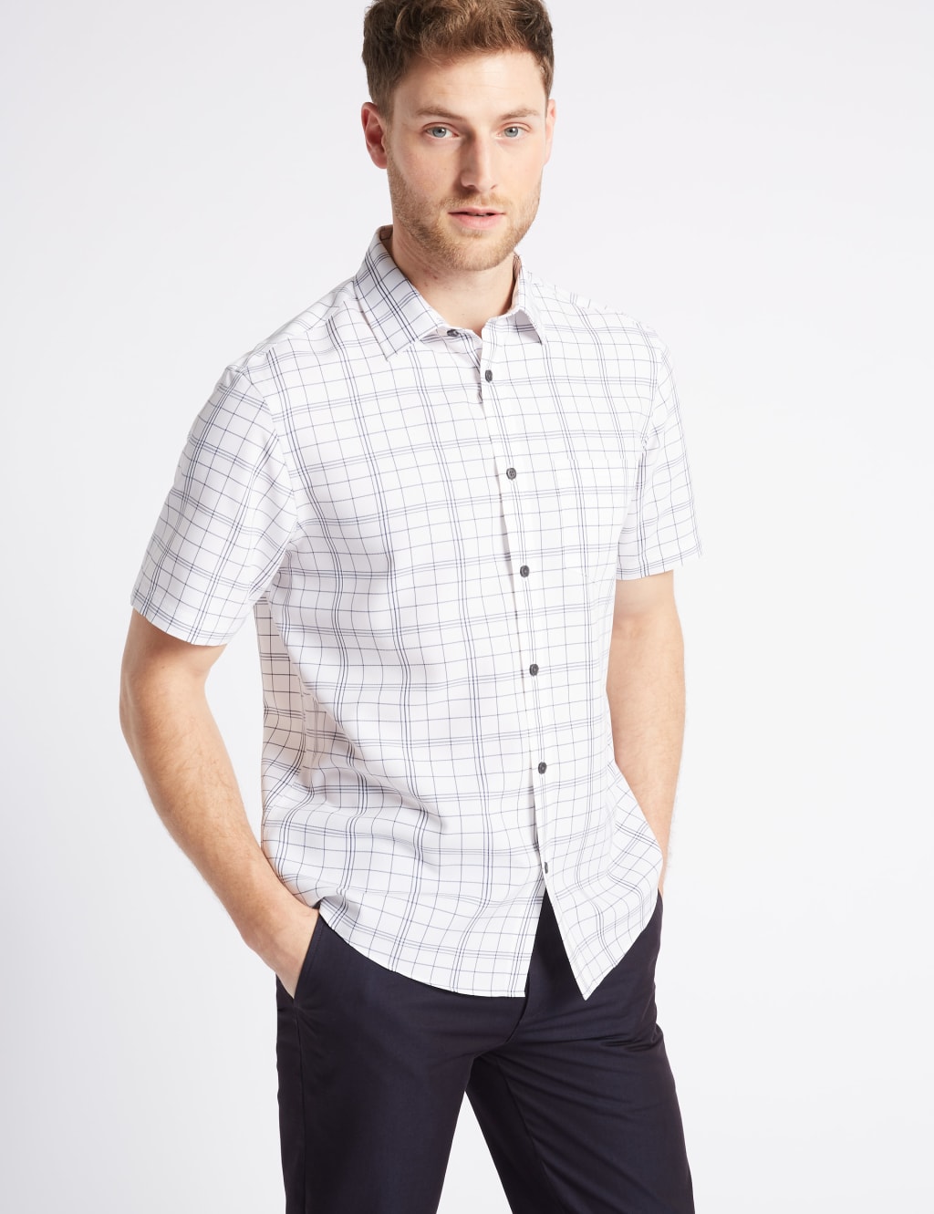 Modal Blend Checked Shirt with Pocket 1 of 5