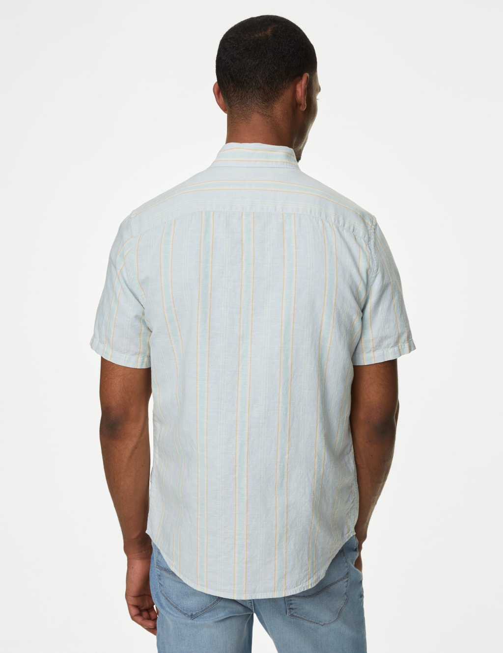 Easy Iron Cotton Linen Blend Striped Shirt 5 of 5