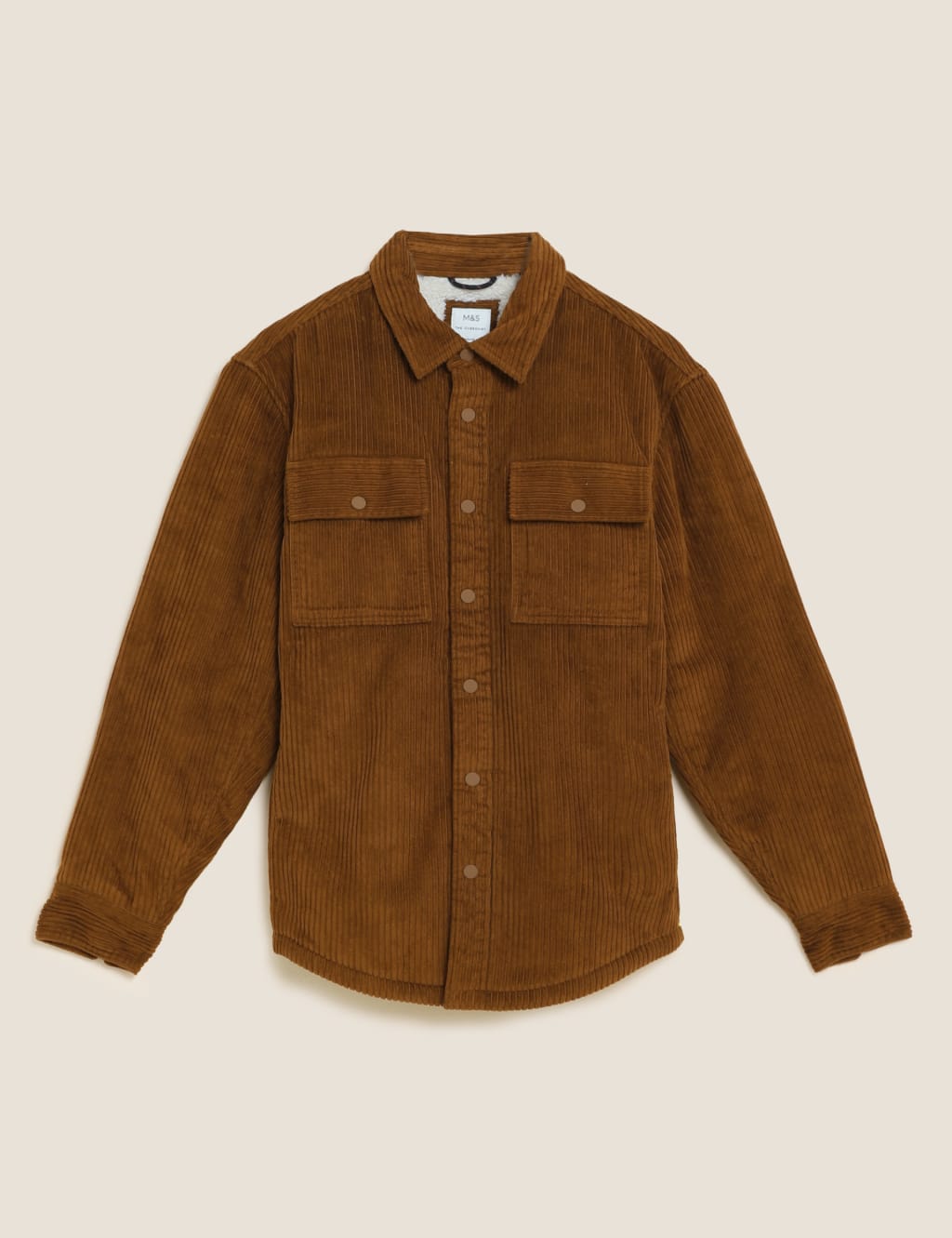 Pure Cotton Corduroy Borg Lined Shacket M S Collection M S