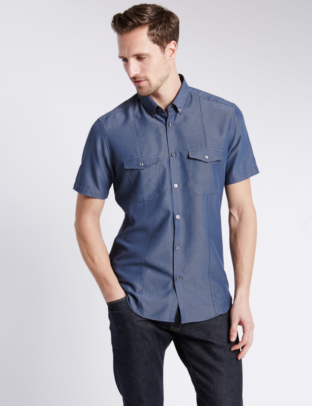 Modal Rich Easy Care Soft Touch Textured Shirt 1 of 4
