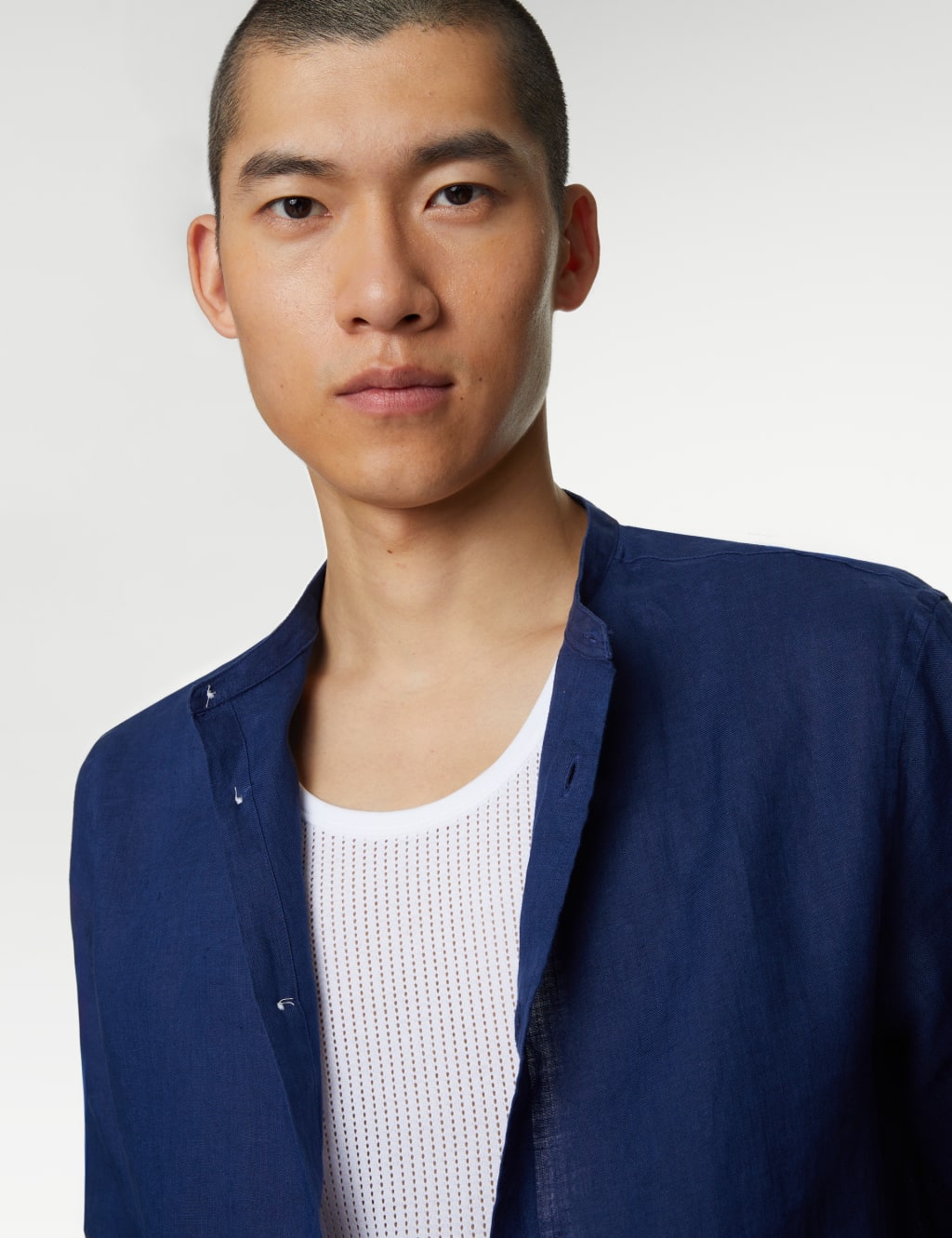 Grandad collar blazer top