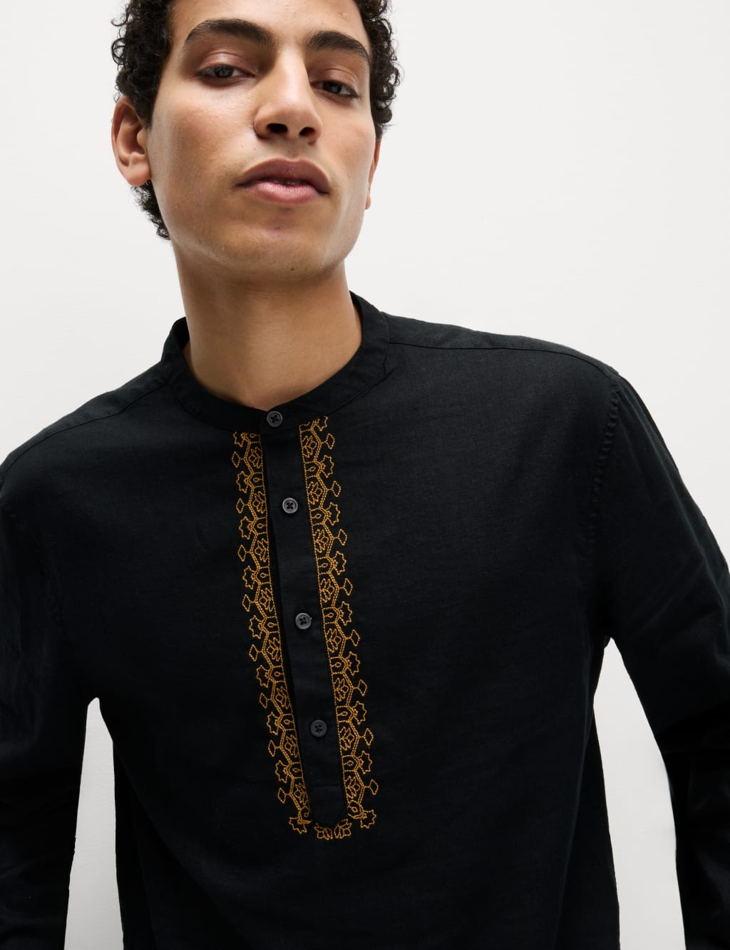 Easy Iron Linen Rich Embroidered Kurta 1 of 5