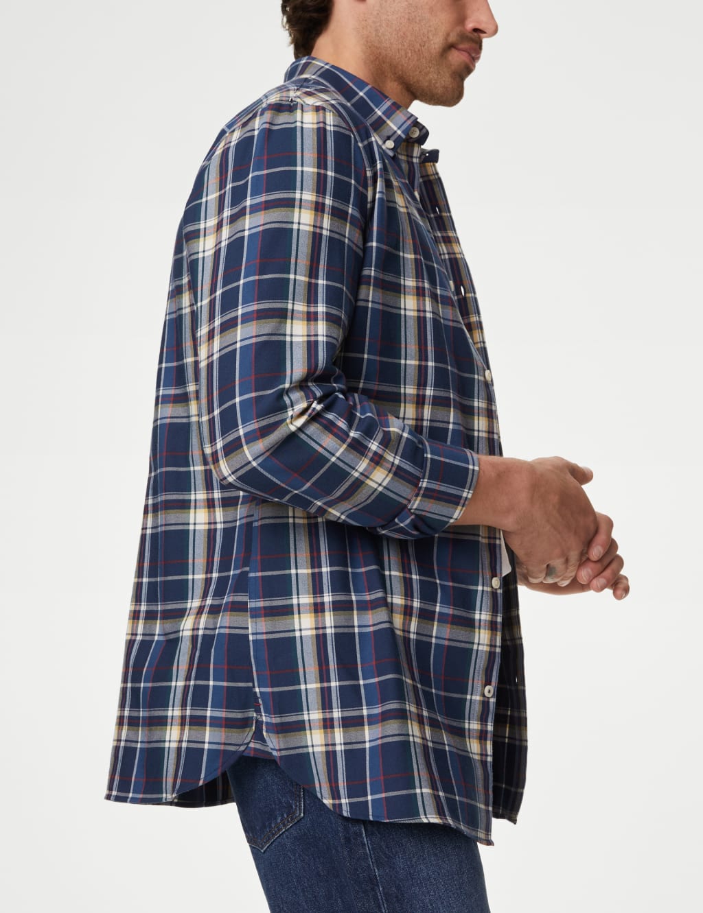 Check detail cotton oxford shirt 2025