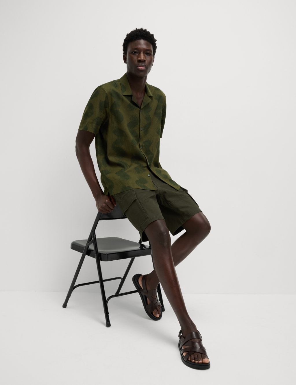 Linen Rich Cuban Collar Wave Print Shirt 3 of 5