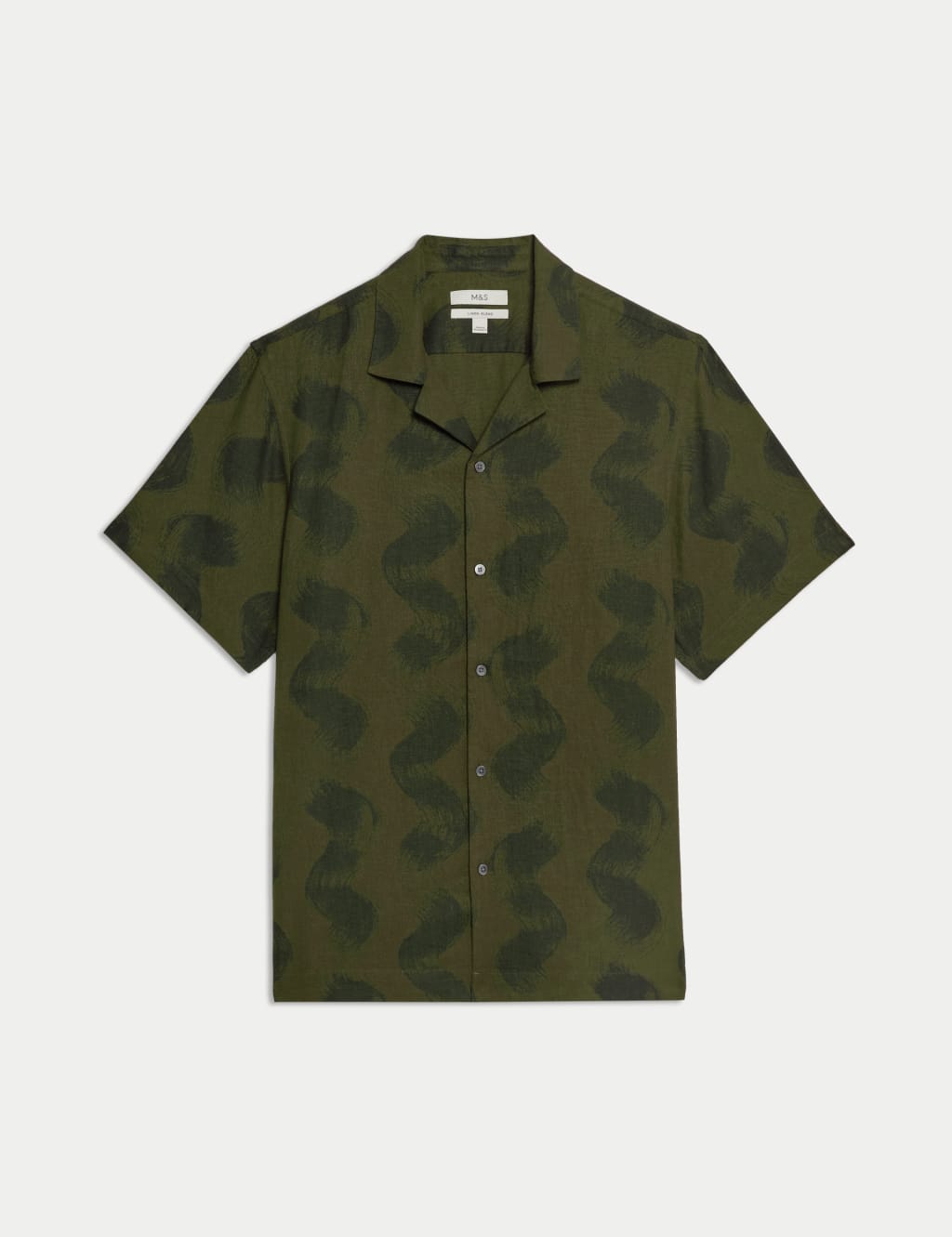 Linen Rich Cuban Collar Wave Print Shirt 2 of 5