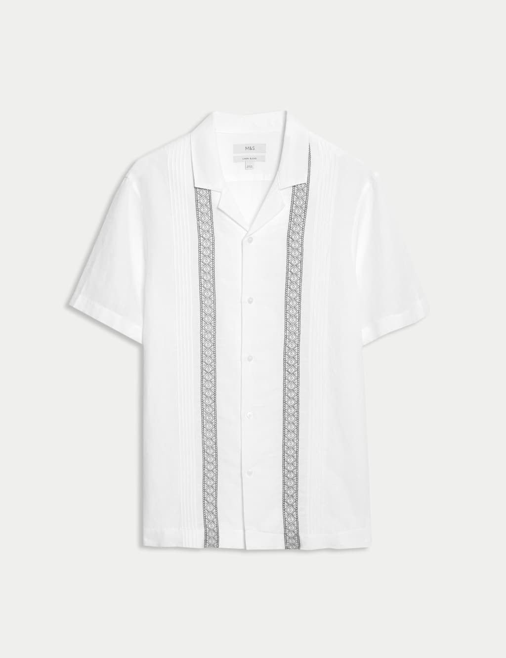 Cotton Linen Blend Embroidered Shirt 2 of 6