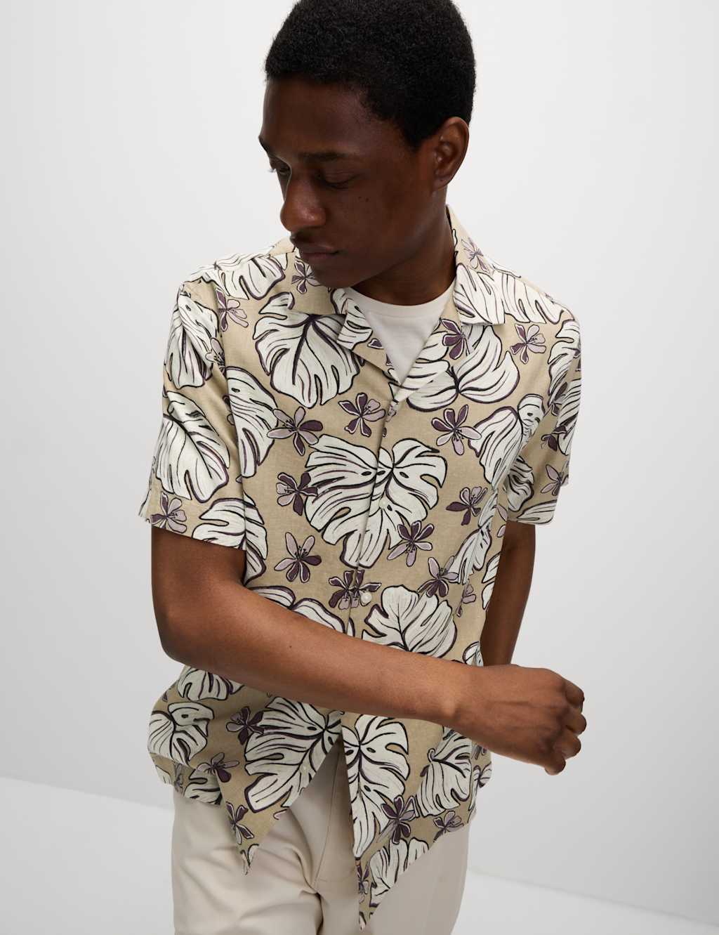 Regular Fit Linen Rich Printed Shirt 1 of 5