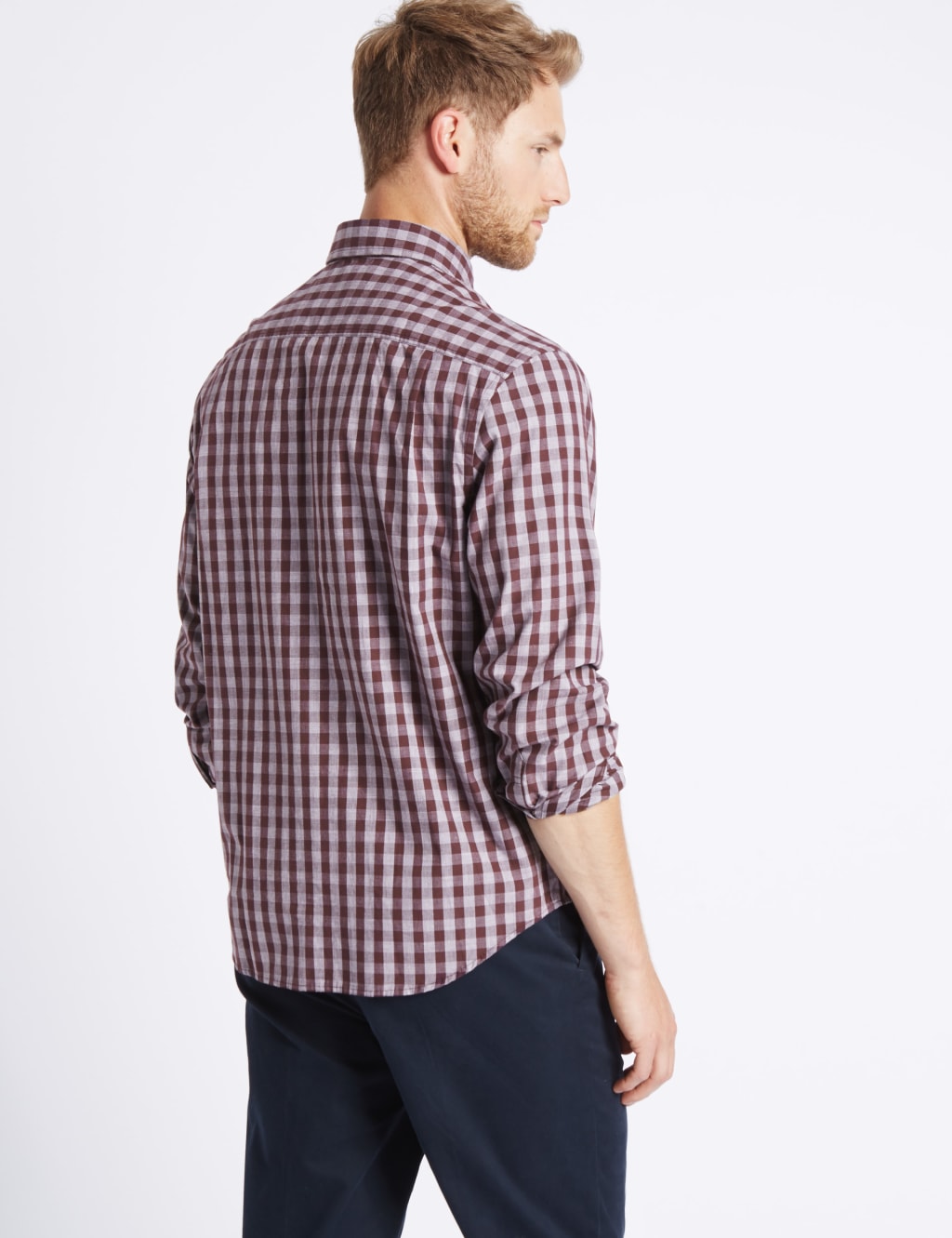 Pure Cotton Checked Shirt with Pocket 4 of 5