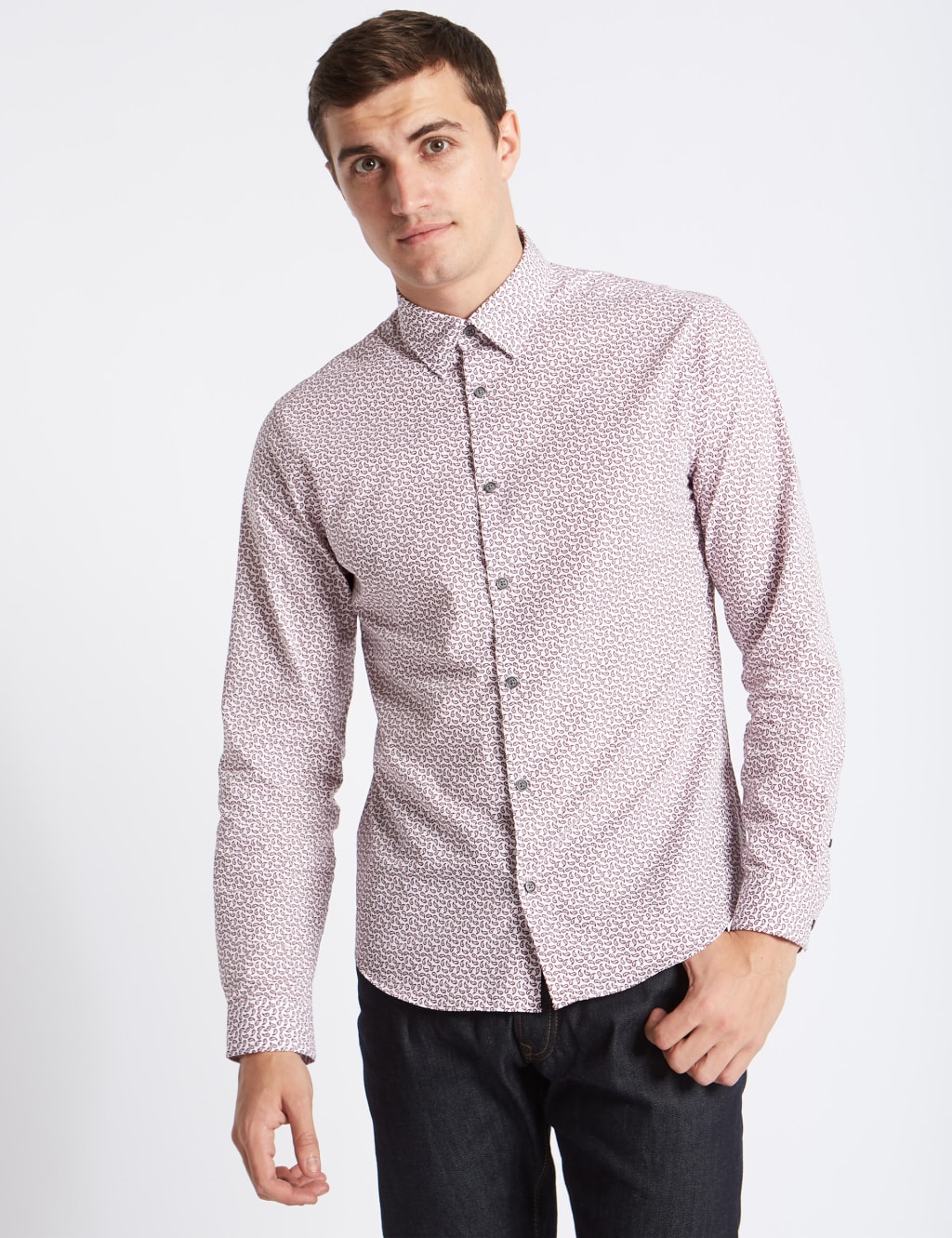 Pure Cotton Slim Fit Paisley Print  Shirt 1 of 6