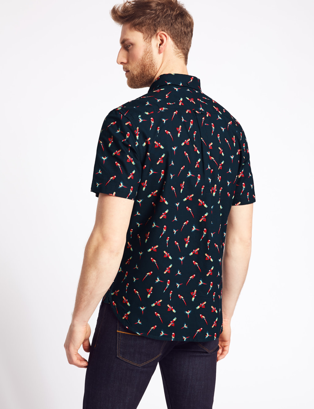 Pure Cotton Regular Fit Parrot Print Shirt 4 of 5