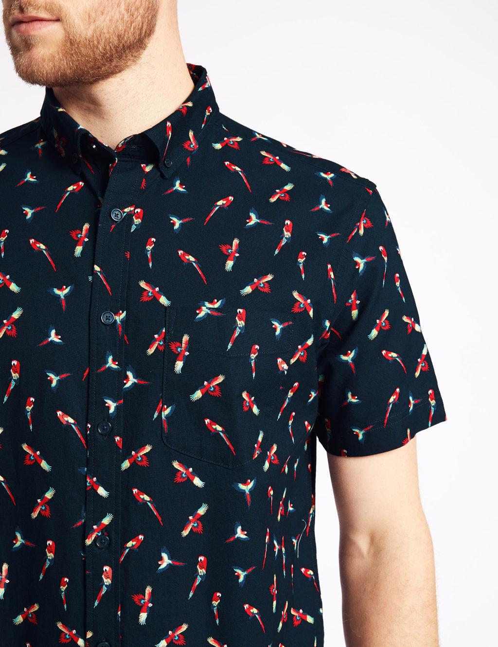 Pure Cotton Regular Fit Parrot Print Shirt 5 of 5